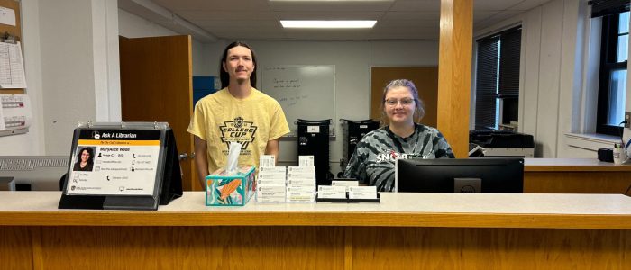 Student Employees staffing the Custer Hall 304 Welcome Desk.