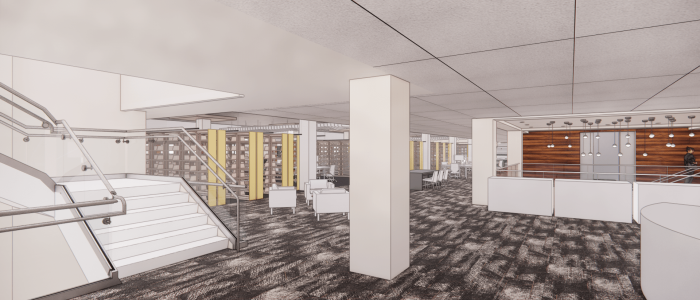 entry stair display stacks on main level