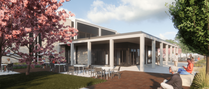 exterior view from east