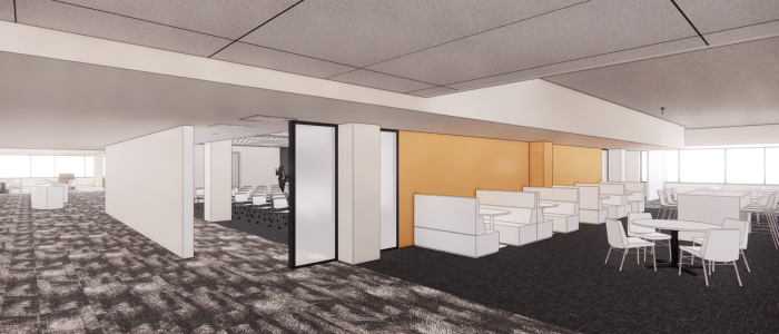 large classroom presentation entrance on main level